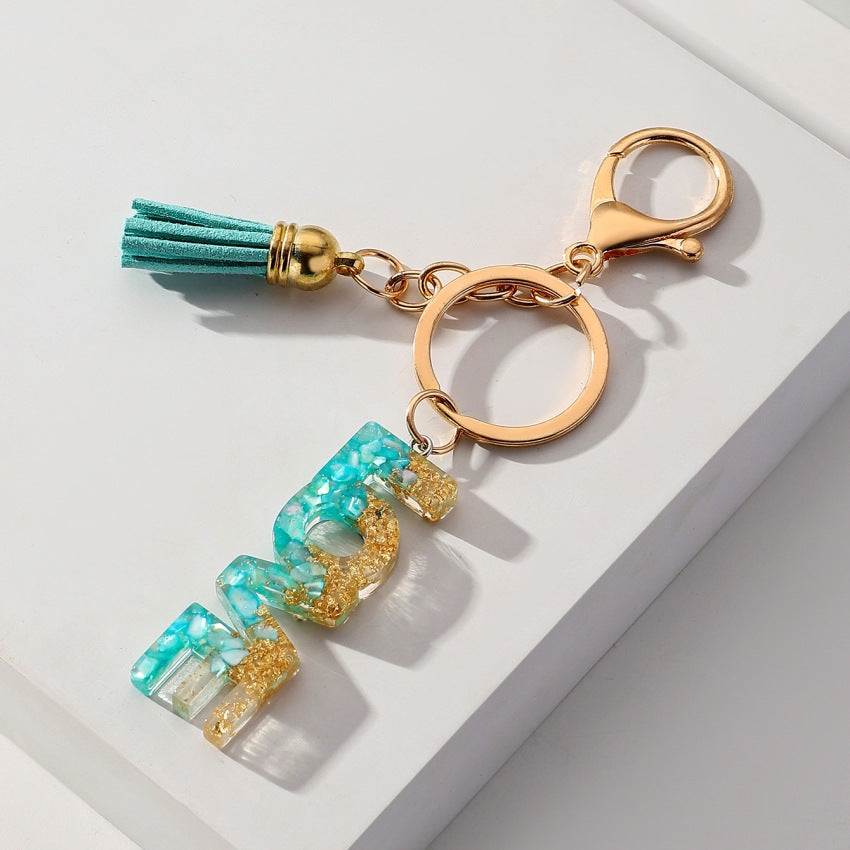 Wholesale Rainbow Color Gradient Letter Resin Crystal Keychain